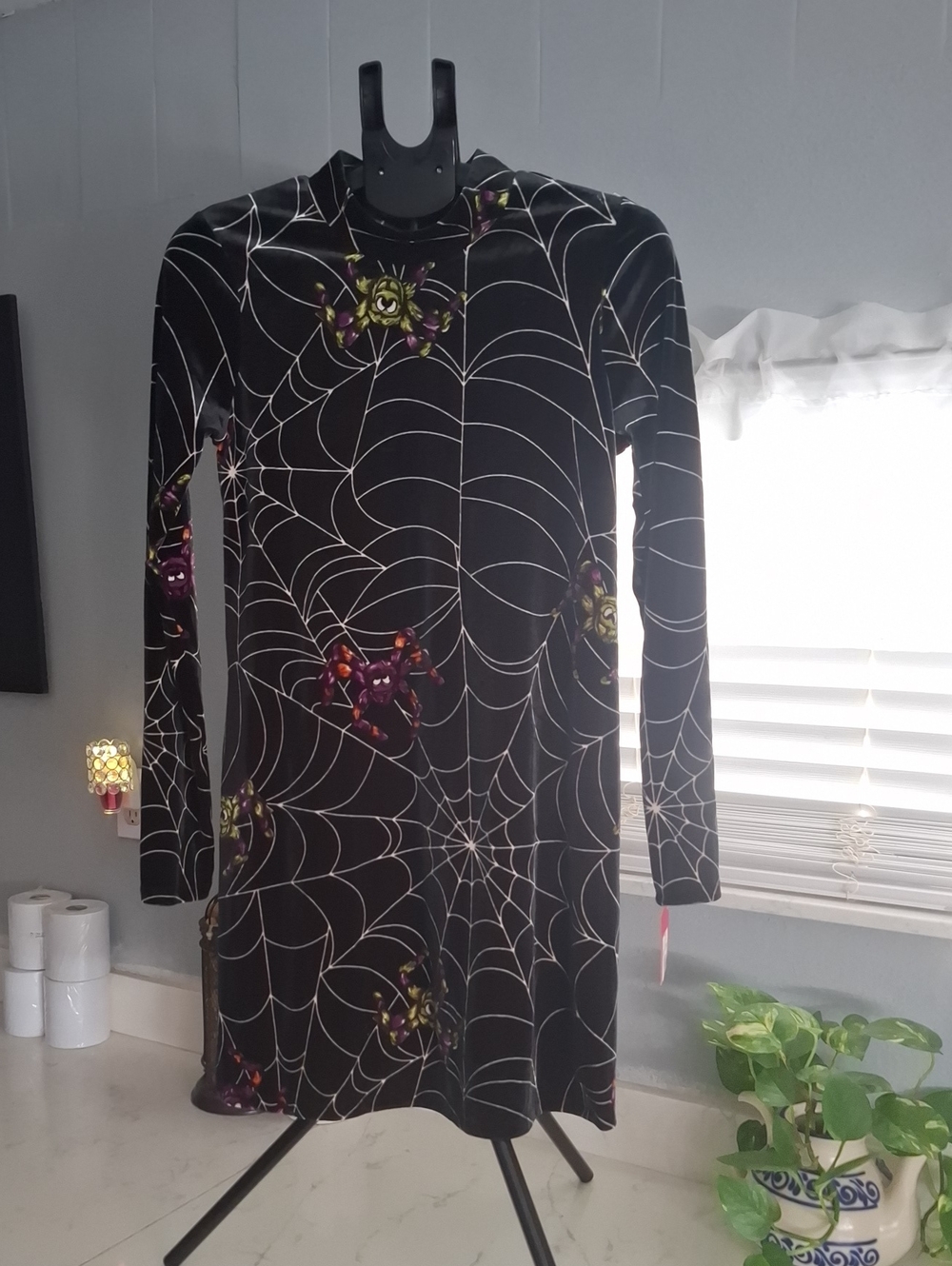 XHILARATION  SPIDER VELVET  DRESS